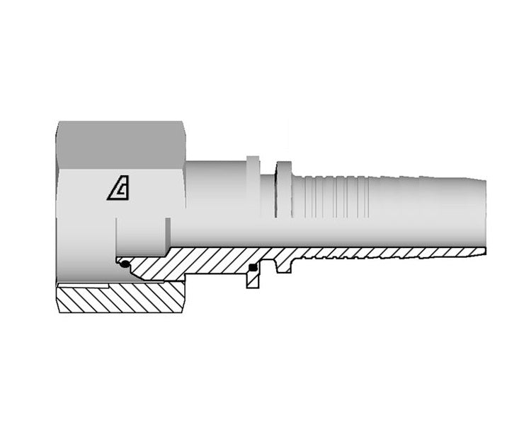 A-2024-FBPO Alfagomma by Kuriyama | A Series | Two-Piece Hydraulic Hose Fitting | -20 Hose ID x -24 Female BSPP O-Ring Swivel 60° Cone | Steel