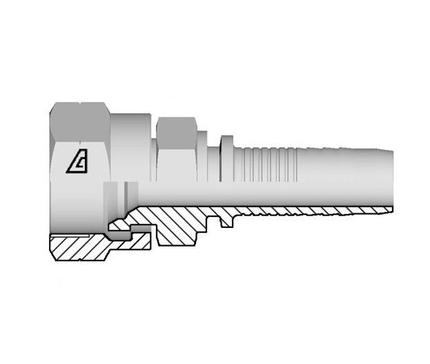 A-0822-FKOS Alfagomma by Kuriyama | A Series | Two-Piece Hydraulic Hose Fitting | -08 Hose ID x M22 Female Komatsu | Steel
