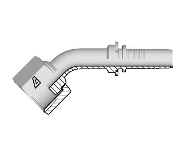 A-1216-FO45 Alfagomma by Kuriyama | A Series | Two-Piece Hydraulic Hose Fitting | 45° Elbow | -12 Hose ID x -16 Female O-Ring Face Seal Swivel | Steel