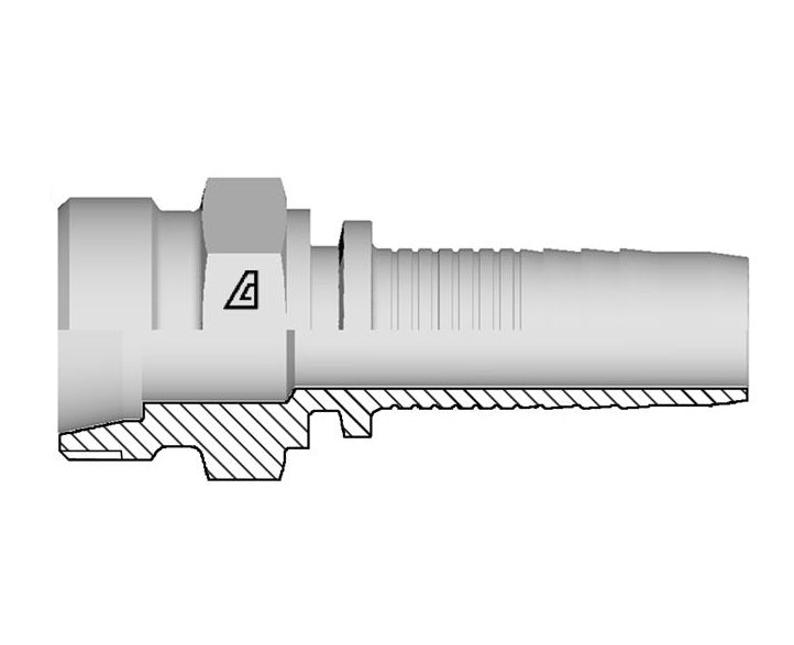 A-2045-MMSL Alfagomma by Kuriyama | A Series | Two-Piece Hydraulic Hose Fitting | DIN 3853 Light | -20 Hose ID x M45 Male Metric 24° Seat | Steel