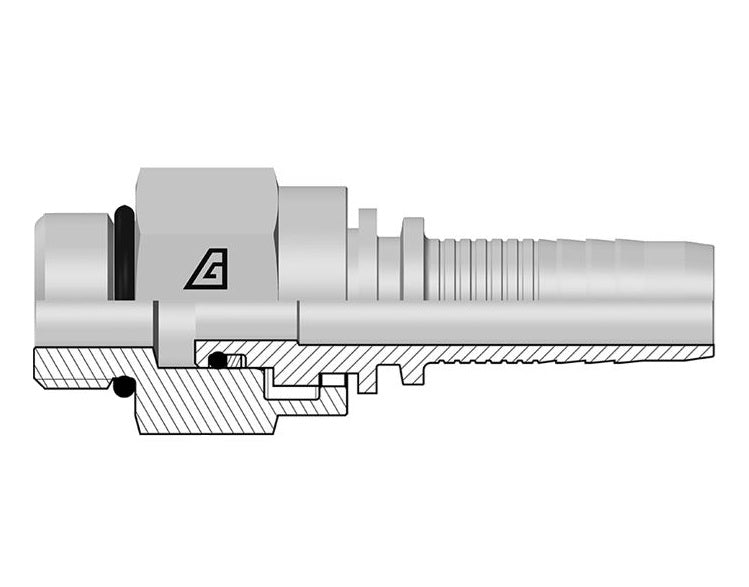 A-1212-MOBS Alfagomma by Kuriyama | A Series | Two-Piece Hydraulic Hose Fitting | -12 Hose ID x -12 Male SAE O-Ring Boss Swivel | Steel
