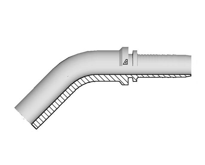 A-0818-MSP4 Alfagomma by Kuriyama | A Series | Two-Piece Hydraulic Hose Fitting | 45° Elbow | Bent Tube | DIN 2353 | -08 Hose ID x M18 Metric Standpipe | Steel