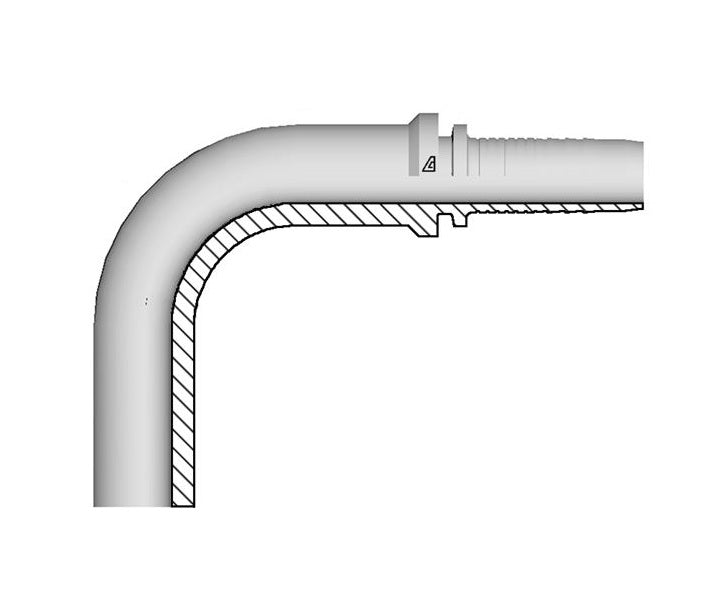 A-0816-MSP9 Alfagomma by Kuriyama | A Series | Two-Piece Hydraulic Hose Fitting | 90° Elbow | Bent Tube | DIN 2353 | -08 Hose ID x M16 Metric Standpipe | Steel