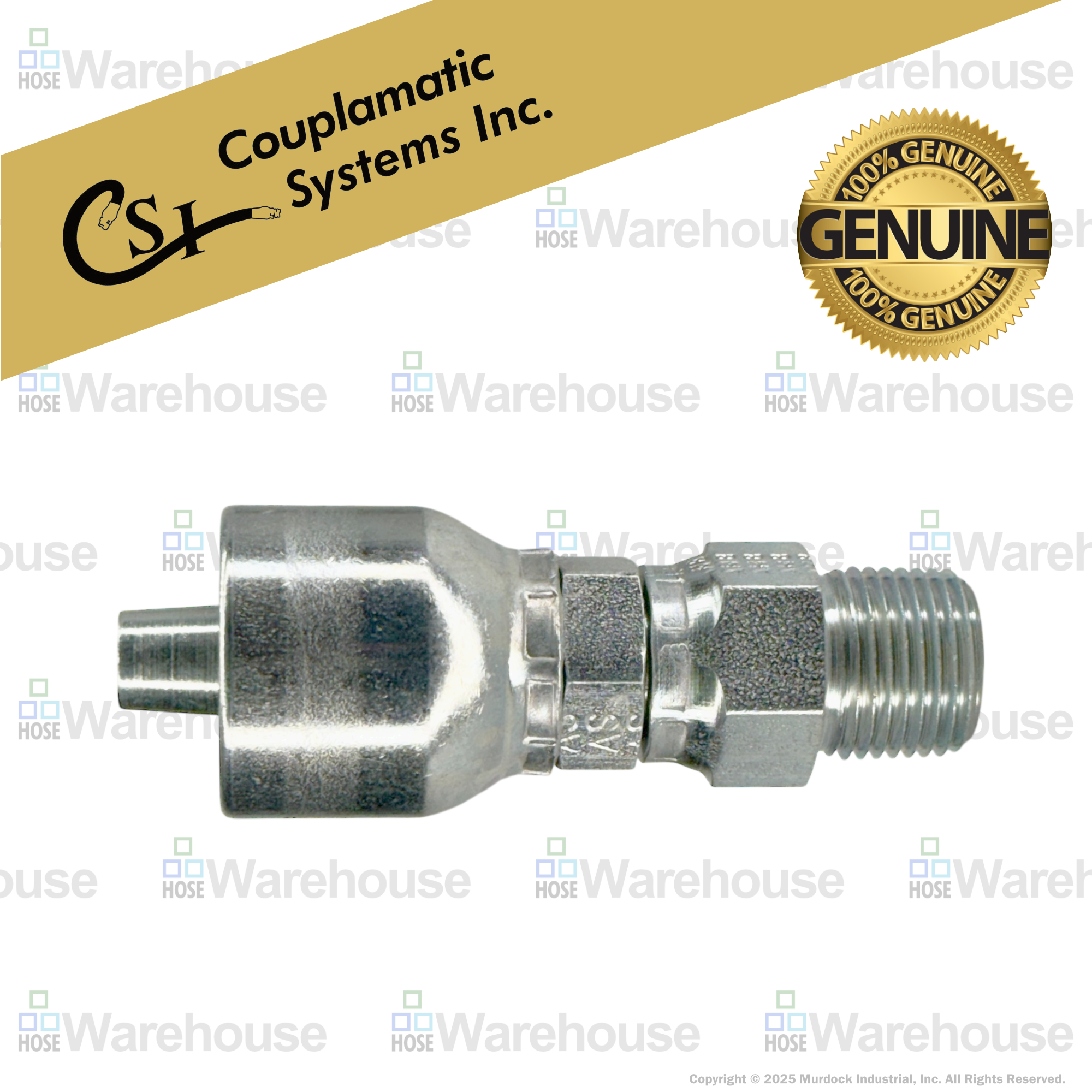 A04-6x6 by Couplamatic | A Series Coupling | 3/8" Hose ID x 3/8-18 Thread Male Swivel NPTF | Straight