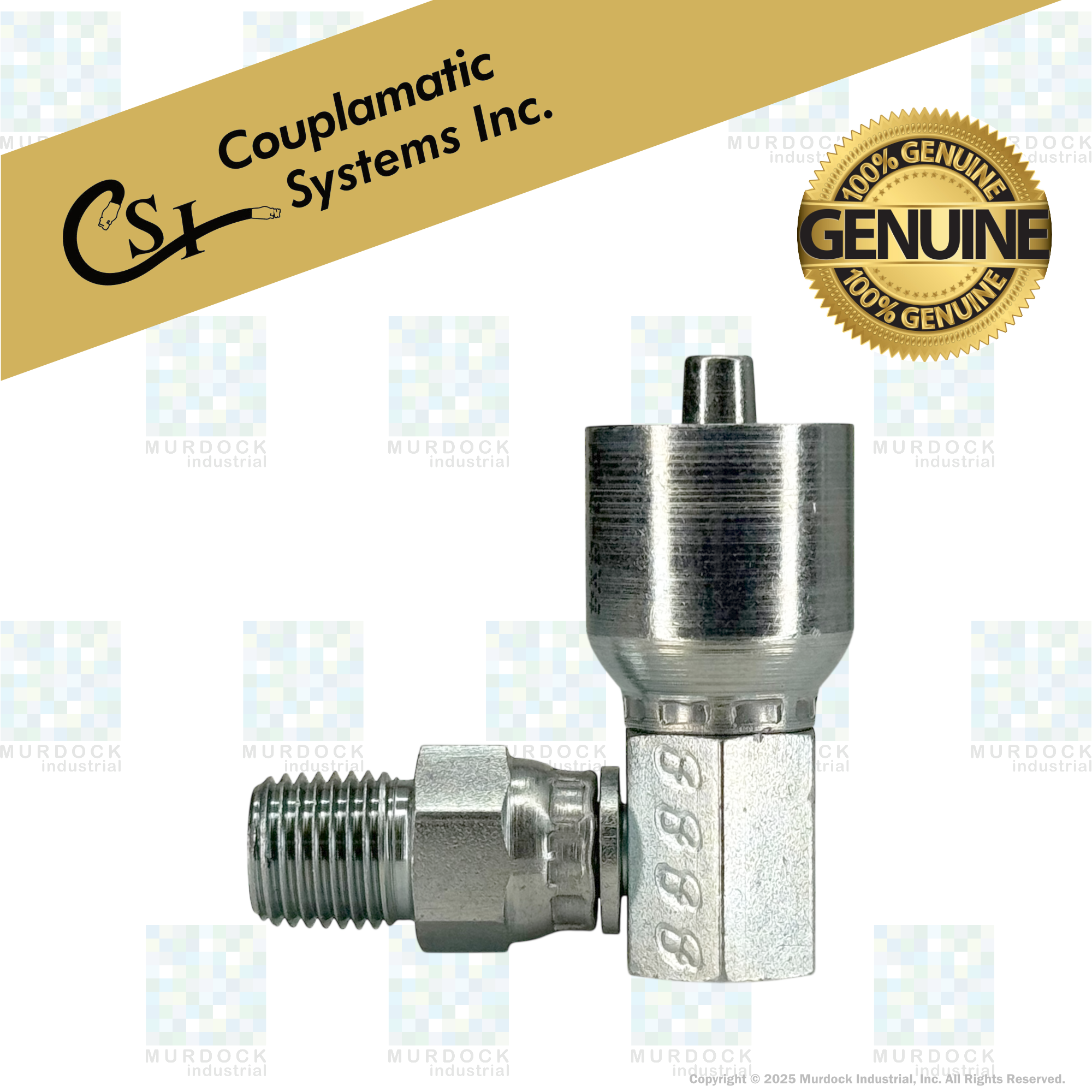 A14-4x4 by Couplamatic | A Series Coupling | 1/4" Hose ID x 1/4-18 Thread Male Swivel NPTF | 90° Elbow