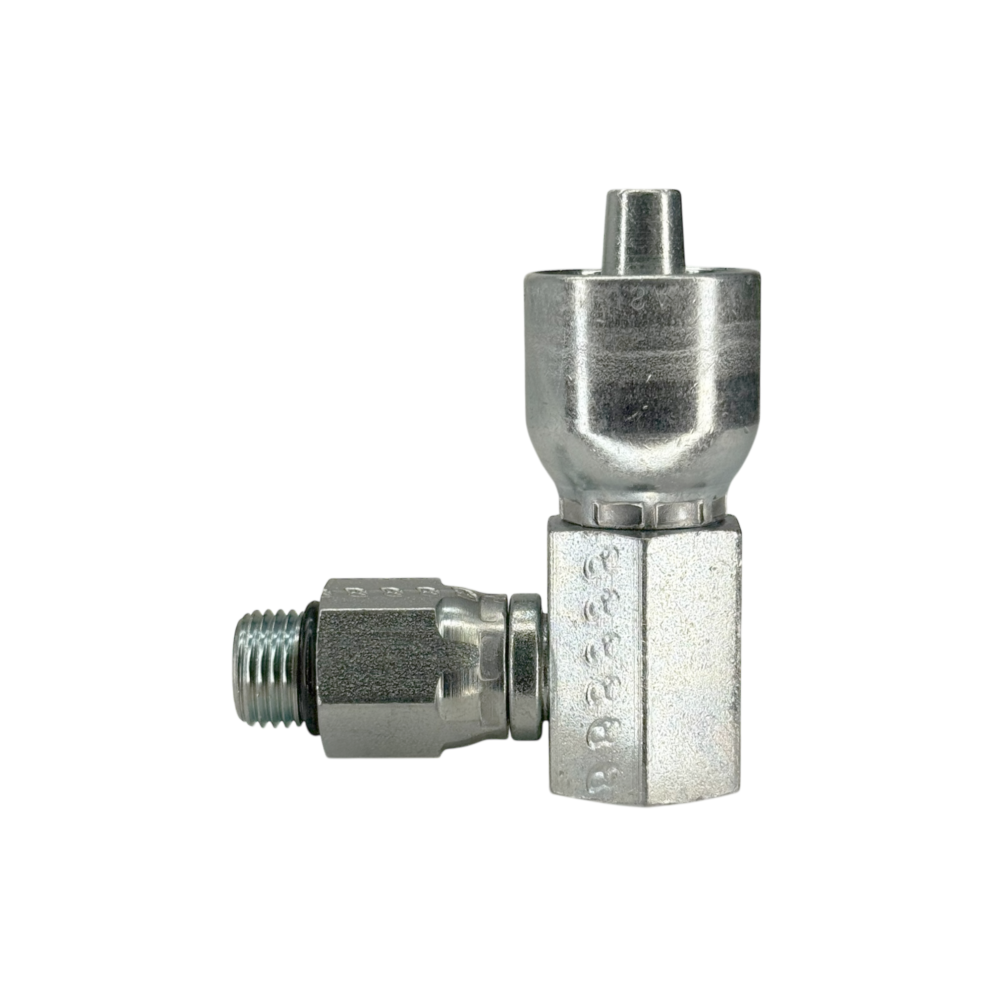 A15-6x6 by Couplamatic | A Series Coupling | 3/8" Hose ID x 9/16x18 Thread ORB Male Swivel | 90° Elbow