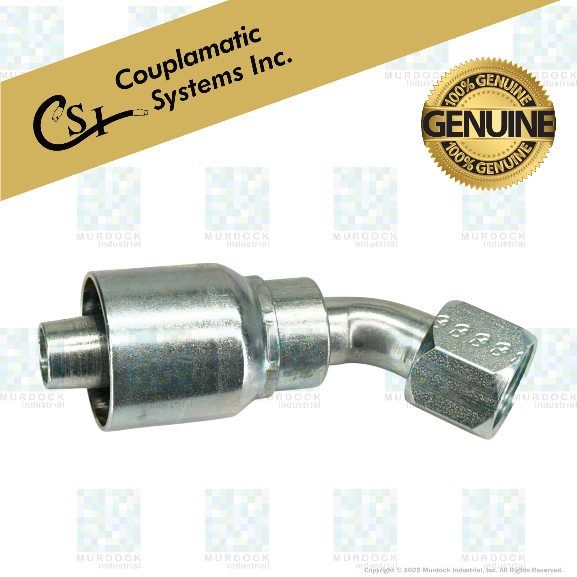 A25-10x10 by Couplamatic | A Series Coupling | 5/8" Hose ID x 7/8x14 Thread JIC/SAE Dual Seat Female Swivel | 45° Elbow