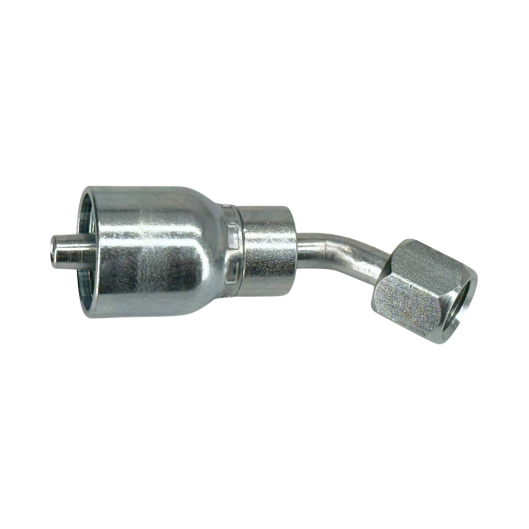 A25-4x4 by Couplamatic | A Series Coupling | 1/4" Hose ID x 7/16x20 Thread JIC/SAE Dual Seat Female Swivel | 45° Elbow