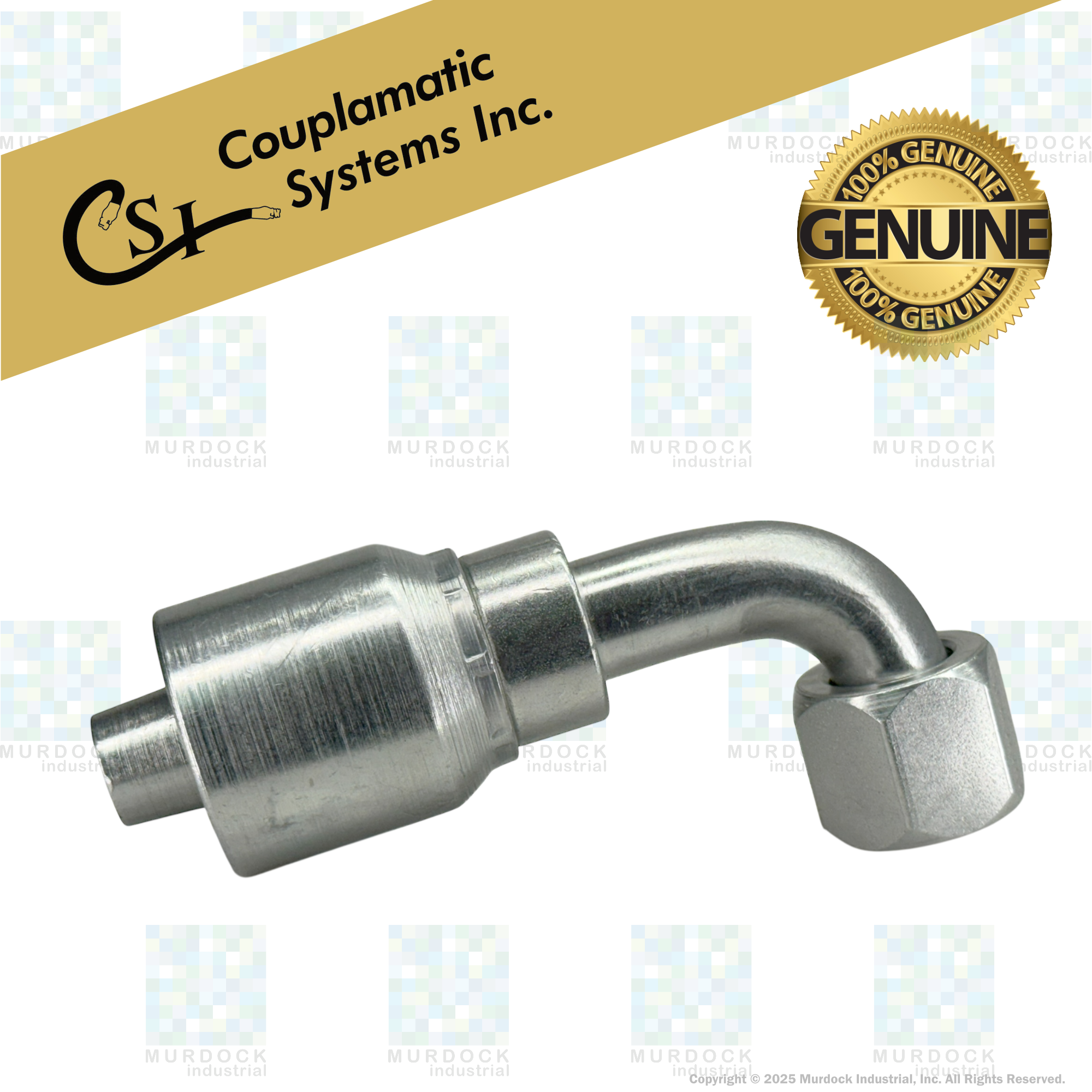 A26-12x12 by Couplamatic | A Series Coupling | 3/4" Hose ID x 1-1/16x12 Thread JIC Seat Female Swivel | 90° Elbow