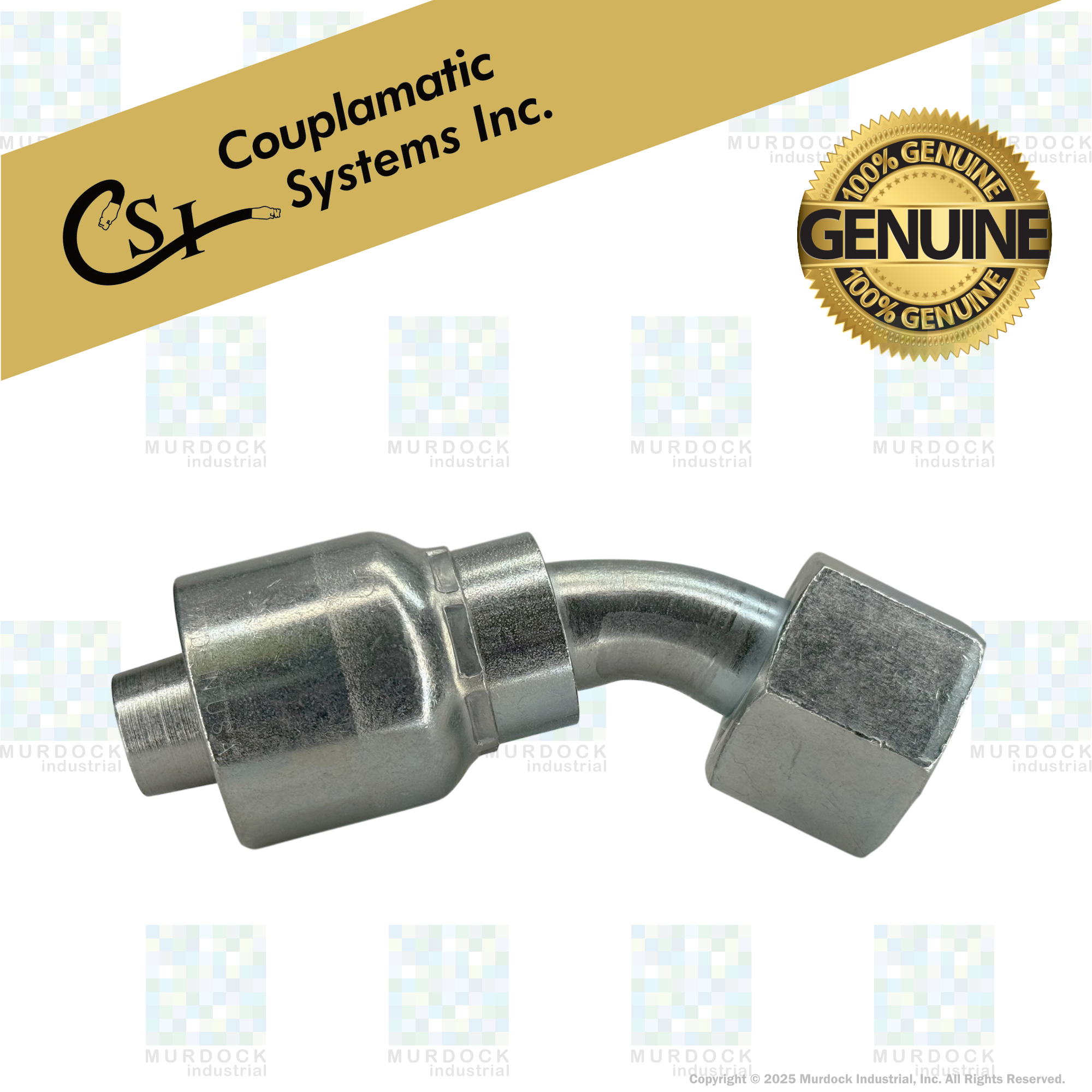 A31-10x10 by Couplamatic | A Series Coupling | 5/8" Hose ID x 1x14 Thread O-Ring Face Seal | ORF Female Swivel | 45° Elbow