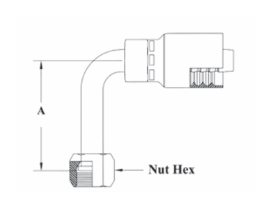 A33-8x8 by Couplamatic | A Series Coupling | 1/2" Hose ID x 13/16x16 Thread O-Ring Face Seal | ORF Female Swivel Long Drop | 90° Elbow