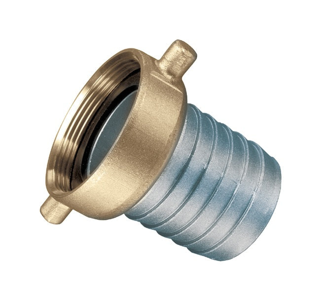 ABF400 by Kuriyama | ABF Series | Pin Lug Coupling | Female End | 4" Hose Barb x 4" Female NPSM | Aluminum with Brass Swivel Nut