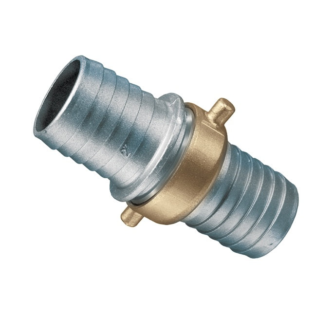 AB200 by Kuriyama | AB Series | Pin Lug Coupling | Complete Set | NPSM Threads | 2" Hose Barb x 2" Hose Barb | Aluminum with Brass Swivel Nut