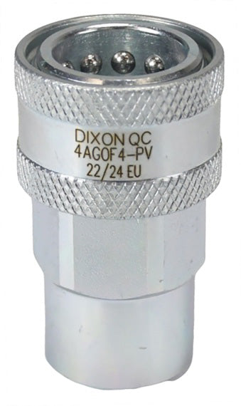 4AGOF4-PV by Dixon Valve | Hydraulic Quick Disconnect Coupling | AG-Series | 1/2" Female ORB x 1/2" Agricultural Interchange Poppet Valve | Socket | Nitrile Seal | Steel