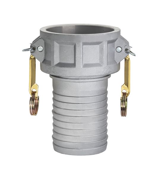 AL-C400 by Kuriyama | AL-C Series | Part C | Cam & Groove Fitting | Tri-Couple | 4" Coupler x 4" Hose Barb | Aluminum