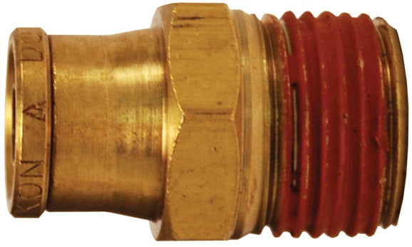 AQ68DOT4X4 by Dixon Valve | D.O.T. Push-In Pneumatic Fitting | Male Connector | 1/4" Male NPTF x 1/4" Tube OD | Brass CA360
