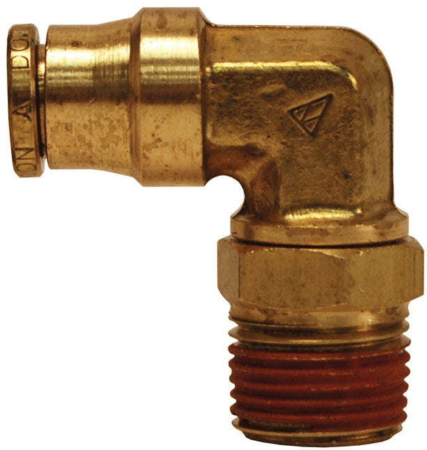 AQ69DOTS4X2 by Dixon Valve | D.O.T. Push-In Pneumatic Fitting | Male Swivel 90° Elbow | 1/8" Male NPTF x 1/4" Tube OD | Brass CA377