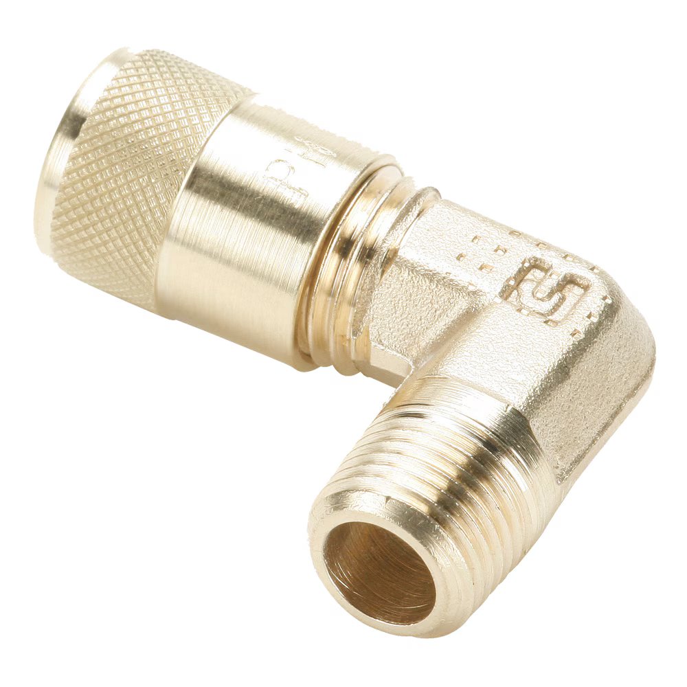 AVE1-2 by Parker | Access Valve | 1/8" Male Pipe or 1/4" O.D. Solder | 90° Elbow | Brass | Pack of 5