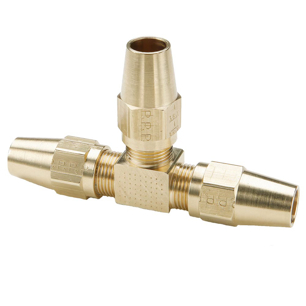 264AB-10 by Parker | Air Brake - AB Fittings | Union | 5/8" Tube Size x 13/16" Thread | 2.18" Length | Tee | Brass | Pack of 5