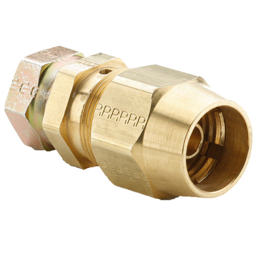 66RBSV-6-3/4 by Parker | Air Brake Hose Ends Fittings | 3/8" Hose Size x 3/4" Female Swivel Thread | 31/32" Hex1 | 7/8" Hex2 | 2.30" Length | Straight | Brass | Pack of 5