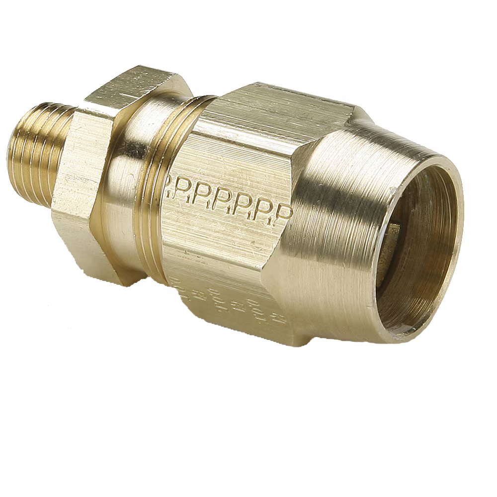 68RB-8-6 by Parker | Air Brake Hose Ends Fittings | 1/2" Hose Size Connector x 3/8" Male Pipe Thread x 1-3/32"-20 Thread | 2.24" Length | Straight | Brass | Pack of 5