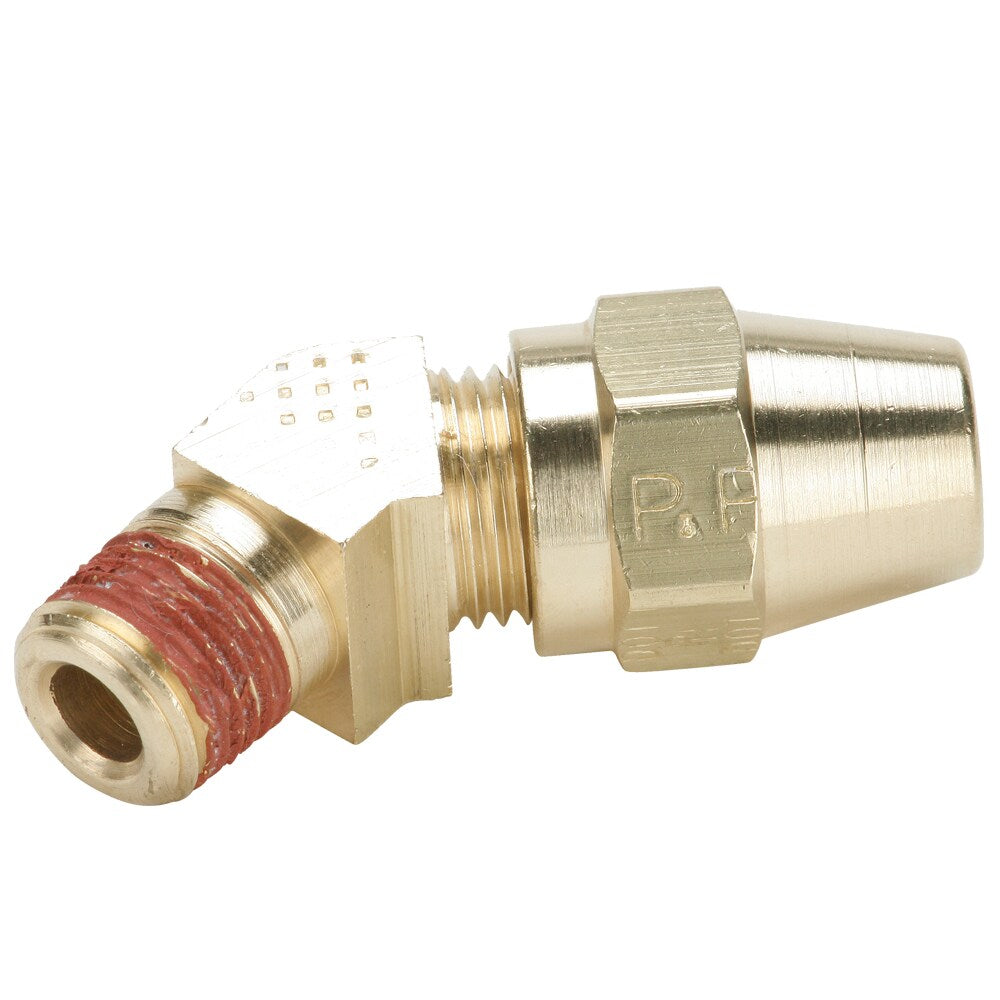 VS279AB-4-2 by Parker | Air Brake - AB Fittings | 1/4" Tube Size x 1/8" Male Pipe Thread x 7/16" Thread | 45° Elbow | Brass | Pack of 10