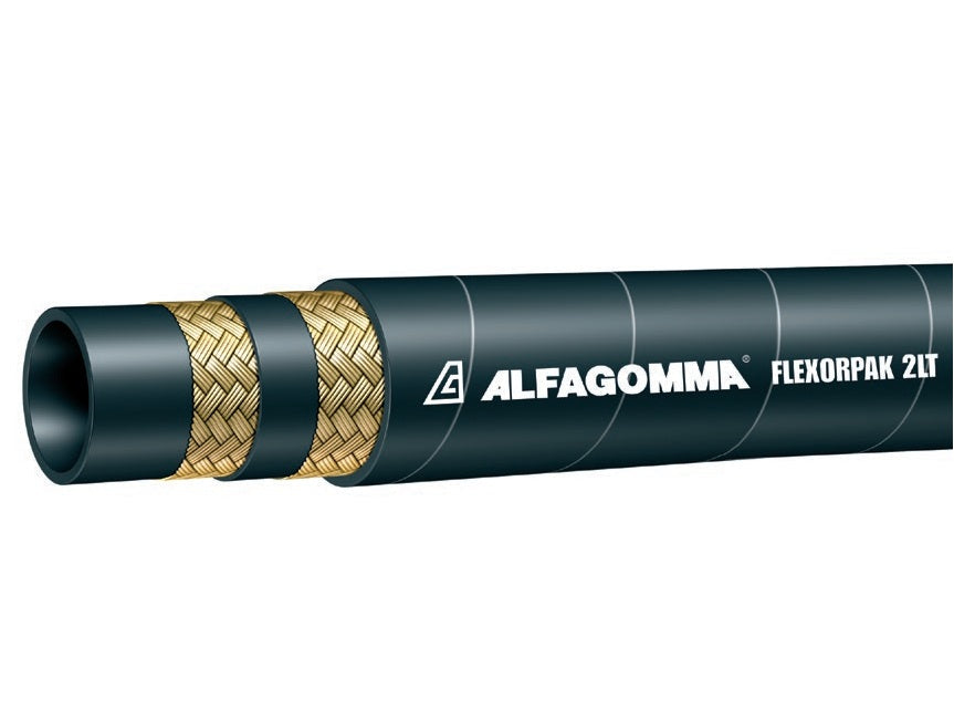 TF2LT-06 Alfagomma by Kuriyama | TF2LT Series | SAE 100R16 | FLEXOPAK Low Temp Hydraulic Hose | Compact 2-Wire Braid | 3/8" ID | 0.66" OD | 5000 PSI