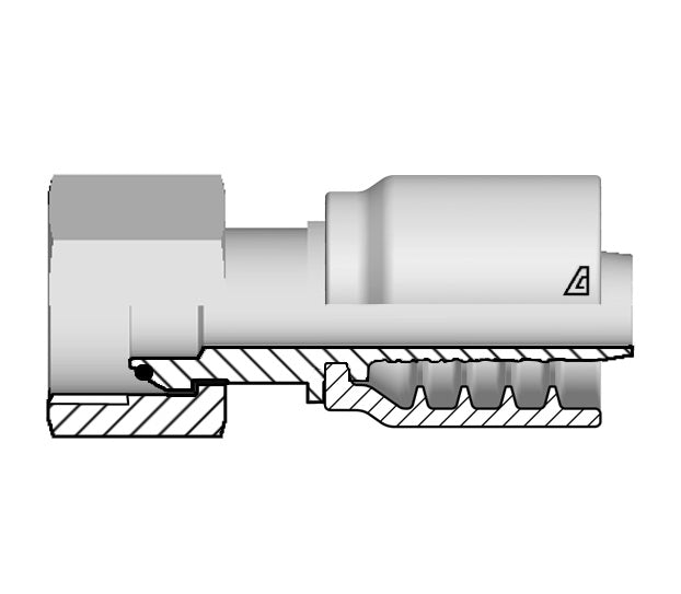 B-0810-FBPO Alfagomma by Kuriyama | B Series | One-Piece AlfaCrimp Hydraulic Hose Fitting | -08 Hose ID x-10 Female BSPP 60° Cone with O-Ring | Steel