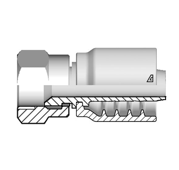 B-1216-FJSH Alfagomma by Kuriyama | B Series | One-Piece AlfaCrimp Hydraulic Hose Fitting | -12 Hose ID x -16 Female JIC 37° | Steel