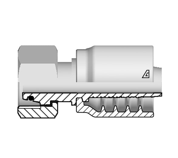 B-1230-FMOL Alfagomma by Kuriyama | B Series | One-Piece AlfaCrimp Hydraulic Hose Fitting | DIN 3865 Light | -12 Hose ID x 30mm Female Metric 24° Cone with O-Ring | Steel