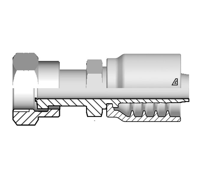 B-1210-FOFS Alfagomma by Kuriyama | B Series | One-Piece AlfaCrimp Hydraulic Hose Fitting | with Stem Hexagon | -12 Hose ID x -10 Female O-Ring Face Seal | Steel