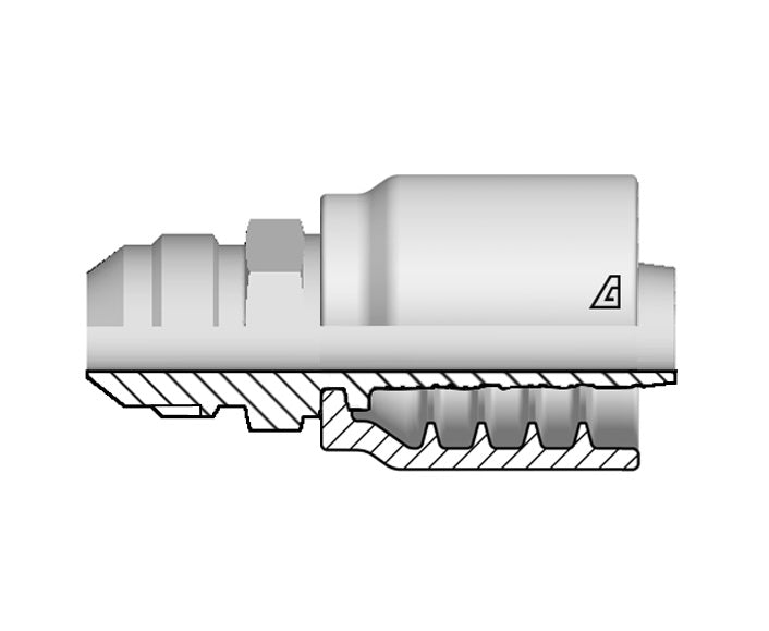 B-1010-MJIC Alfagomma by Kuriyama | B Series | One-Piece AlfaCrimp Hydraulic Hose Fitting | -10 Hose ID x -10 Male JIC 37° Cone | Steel