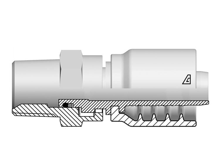 B-0808-MNPS Alfagomma by Kuriyama | B Series | One-Piece AlfaCrimp Hydraulic Hose Fitting | -08 Hose ID x -08 Male NPTF 60° Seat Swivel | Steel