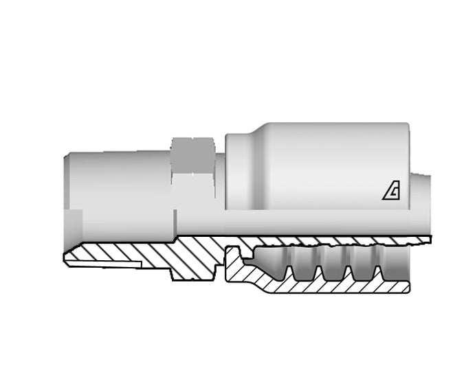 B-0606-MNPT Alfagomma by Kuriyama | B Series | One-Piece AlfaCrimp Hydraulic Hose Fitting | -06 Hose ID x -06 Male NPTF 60° Seat | Steel