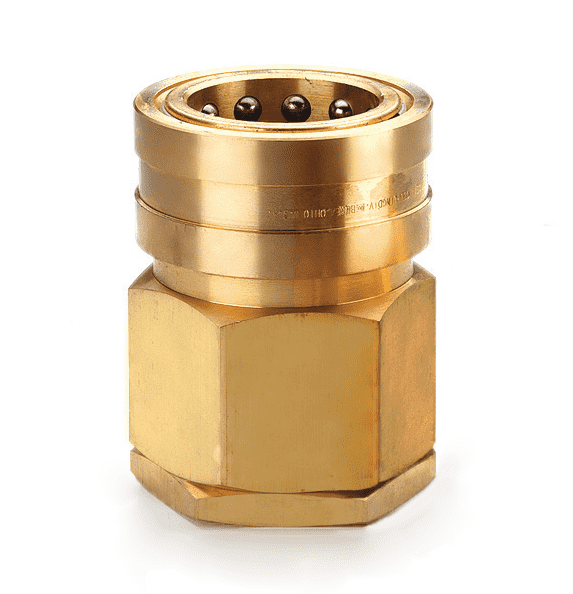 B12H46143 Hansen® by Danfoss | HK 10/12/20 Series | 1-1/2" Female NPTF x 1-1/2" ISO 7241-1 B Interchange Quick Disconnect | Female Socket | FKM Seal | Brass