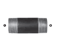 B1808L-06-60MM by AdaptAll | -06 Male BSPT x -06 Male BSPT | 60mm Long Adapter | Malleable Iron
