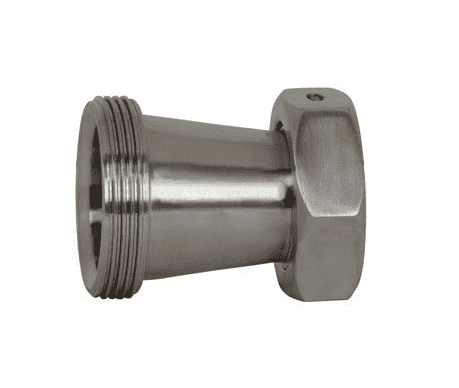 B31TP-G250200 Dixon Valve 304 Stainless Steel Sanitary Threaded Bevel Seat x Plain Bevel Seat with Hex Nut Concentric Reducer - 2-1/2" x 2" Tube OD