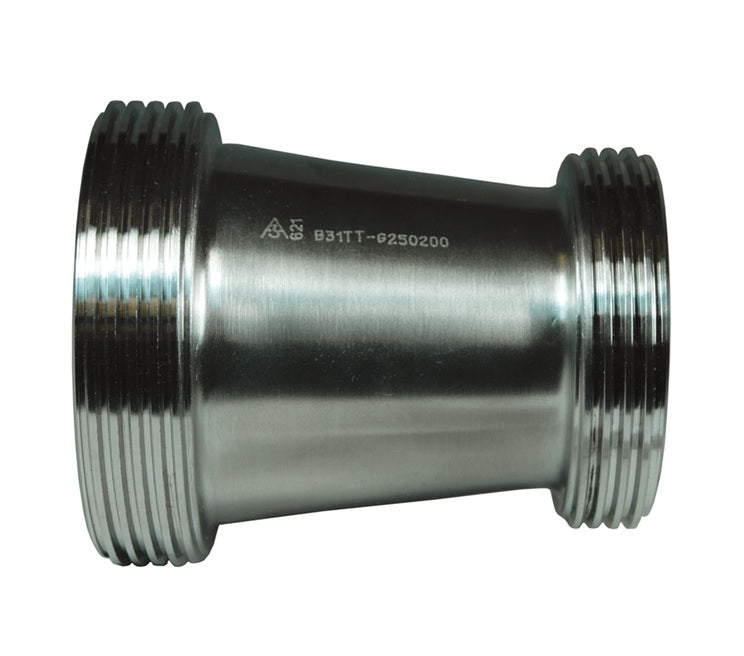 B31TT-G300200 Dixon Valve 304 Stainless Steel Sanitary Threaded Bevel Seat Concentric Reducer - 3" x 2" Tube OD