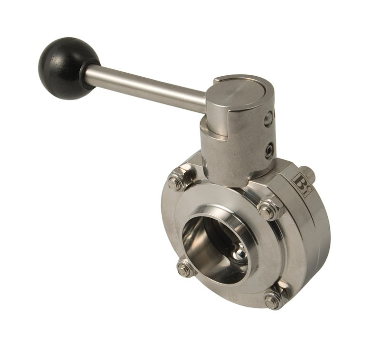 B5101E300BB-A Dixon Valve 3" 316L Stainless Steel Sanitary Weld End Butterfly Valve - Pull Handle - EPDM Seats