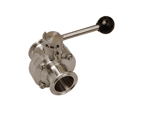B5101V100CC-A Dixon Valve 1" 316L Stainless Steel Sanitary Clamp End Butterfly Valve with Pull Handle and FKM Seats