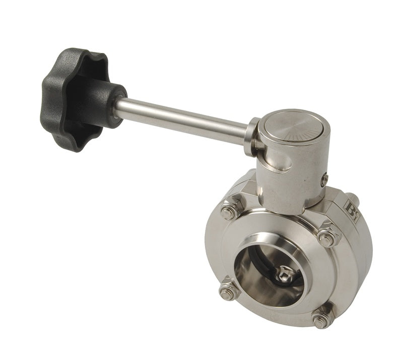 B5101S250BB-B Dixon Valve 2-1/2" 316L Stainless Steel Sanitary Weld End Butterfly Valve - Infinite Handle - Silicone Seats
