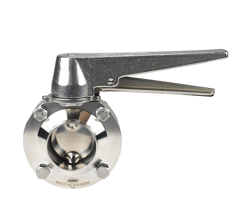 B5107E075BB-C Dixon Valve 3/4" 316L Stainless Steel Sanitary Weld End Butterfly Valve - Trigger Handle - EPDM Seats