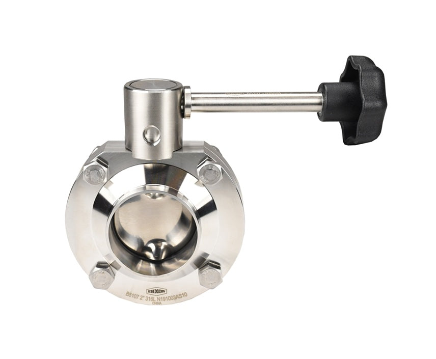 B5107V050BB-B Dixon Valve 1/2" 316L Stainless Steel Sanitary Weld End Butterfly Valve - Infinite Handle - FKM Seats