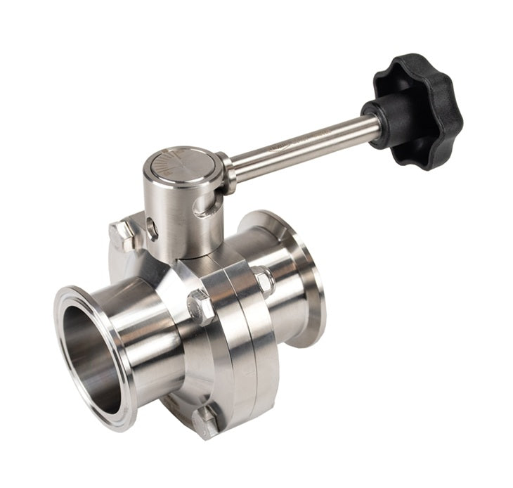 B5107V050CC-B Dixon Valve 1/2" 316L Stainless Steel Sanitary Clamp End Butterfly Valve - Infinite Handle - FKM Seats