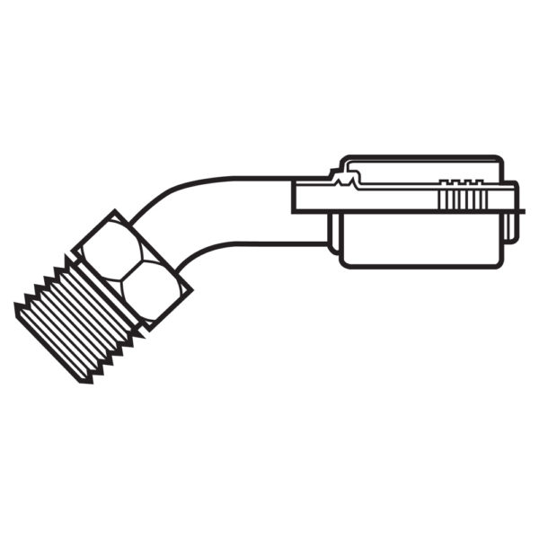 BL-06-06MOR45 by Kurt Hydraulics | 45° Elbow | Male Insert O-Ring | Refrigerant Beadlock Hose Coupling | for 5/16" Hose ID