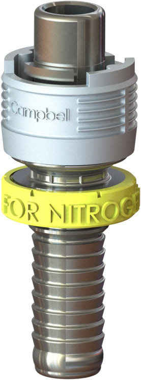 BMHS-2N by Campbell Fittings | Single-Lock Coupling | for Nitrogen use only | 1/2" Male Pipe x 1/2" Hose Barb | Straight | Plated Steel