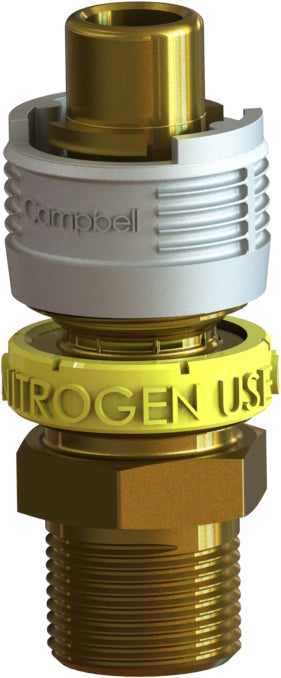 BMMB-2N by Campbell Fittings | Single-Lock Coupling | for Nitrogen use only | 1/2" Male Pipe x 1/2" Male NPT Thread | Straight | Brass