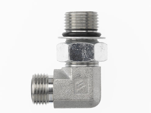 FS6801-08-06-NWO-FG by Brennan Inc. | -08 Male Face Seal x -06 Male Adjustable O-Ring Boss | 90° Elbow | Forged Steel