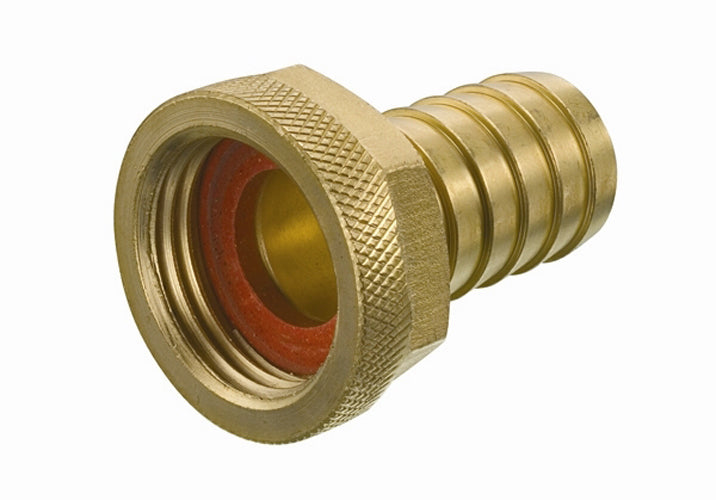 BRGHT-FEM062 by Kuriyama | Garden Hose Fitting | 5/8" Female GHT Thread x 5/8" Hose Barb | Brass
