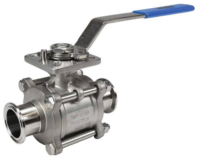 BV2CV-150CC-A Dixon Valve 1-1/2" 316 Stainless Steel Sanitary 2-Way 3 Piece Encapsulated Ball Valve